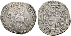AR Halfcrown (34mm, 13.19 g, 4h). Worcester mint; mm: leopard’s head(?)/–. Struck 1643-1644. Charles on horseback left, holding reins and sword / Crow...