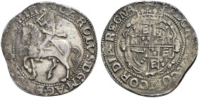 AR Halfcrown (35mm, 14.20 g, 12h). Salopia (Shrewsbury) mint; mm: lis/–. Struck circa 1644. Charles on horseback left, holding reins and sword / Crown...