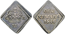 AR Sixpence (21x21mm, 3.06 g, 12h). In the name of Charles I. Dated 1646. Large crown; C R flanking; VI (mark of value) below / OBS :/ NEWARK/ 1646. H...