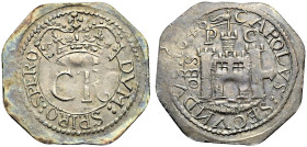 AR Shilling (30mm, 4.40 g, 6h). In the name of Charles II. Type II. Dated 1648. DVM : SPIRO : SPERO, crowned C·R / CAROLVS : SECV?DVS : I648, castle g...