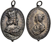 AR Badge (29mm, 11.90 g, 12h). By T. Rawlins. · CAROLVS · D · G · MAG · BR AN · FRAN · ET · HIB · REX · FI · D, crowned bust right / (lis) HENRETTA · ...