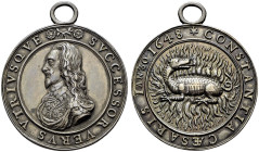 Cast AR Medal (42mm, 16.24 g, 12h). Execution of Charles I. By T. Rawlins. Dated 30 January 1648 (old style). (crossed roses) SVCCESSOR VERVS VIRTVSQV...