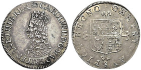 AR Sixpence (26mm, 3.07 g, 8h). First hammered issue. London mint; im: crown. Struck November 1660-October 1661. Crowned bust left / Coat-of-arms over...