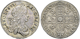 AR Crown. Dated 1668 and RY VICESIMO. Second bust. Bull 373; ESC 36; SCBC 3357 (this coin illustrated).
Small flaw on cheek. Toned with hints of lust...