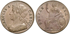 CU Halfpenny. Dated 1673. Peck 510; SCBC 3393.
Silky dark chocolate brown surfaces. Rare.
In NGC encapsulation 2153856-015, graded MS 63 BN.
