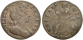 CU Halfpenny. Dated 1697. First issue. Peck 647; SCBC 3554 (this coin illustrated).
Toned.
In NGC encapsulation 2153856-019, graded MS 61 BN.