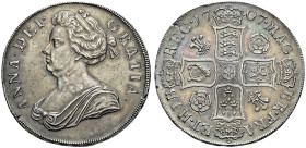 AR Crown. Dated 1707 and RY SEXTO. Pre-Union issue. First bust. Roses & plumes in angles. Bull 1343; ESC 102; SCBC 3578 (this coin illustrated).
In N...