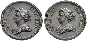 Pattern CU Halfpenny (9.63 g, 6h). Undated. ANNA · DEI · GRATIA ·, draped bust left / ANNA · DEI · GRATIA ·, draped bust left. Edge: plain. Peck 712. ...