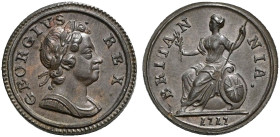 CU Farthing. Dated 1717. ‘Dump’ type. Peck 783; SCBC 3661.
Toned.
In NGC encapsulation 2153810-008, graded MS 62 BN.