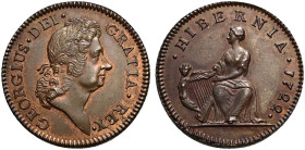 Proof CU Halfpenny (8.76 g, 6h). Irish coinage. Wood’s Hibernia issue. Dated 1722. Martin 5.1/Bc.2; D&F 505; SCBC 6600.
A few light adjustment marks ...