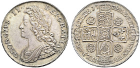 AR Halfcrown. Dated 1739 and RY DVODECIMO. Young head. Roses in angles. Bull 1679; ESC 600; SCBC 3693.
Richly toned.
In NGC encapsulation 2153881-01...