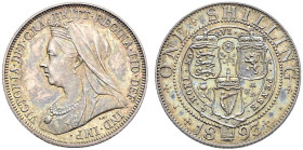Proof AR Shilling. Dated 1893. Old head. Edge: milled. Bull 3155; ESC 1362; SCBC 3940.
Toned.
In NGC encapsulation 2153879-038, graded PF 64 .