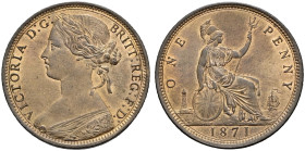 Æ Penny. Dated 1871. Freeman 62; Peck 1687; SCBC 3954.
Considerable lustre. Rare date.
In NGC encapsulation 2153863-004, graded MS 64 RB.