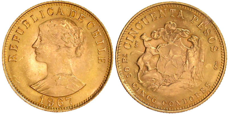 Ausländische Goldmünzen und -medaillen

Chile

Republik, seit 1818

50 Pes...