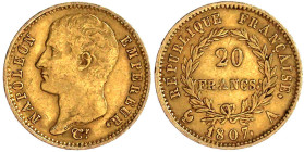 Ausländische Goldmünzen und -medaillen

Frankreich

Napoleon I., 1804-1814/15

20 Francs 1807 A, Paris. Kopf ohne Lorbeerkranz. 6,45 g. 900/1000...
