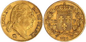 Ausländische Goldmünzen und -medaillen

Frankreich

Ludwig XVIII., 1814/1815-1824

20 Francs 1818 W, Lille. 6,45 g. 900/1000. gutes sehr schön. ...