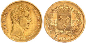 Ausländische Goldmünzen und -medaillen

Frankreich

Charles X., 1824-1830

40 Francs 1830 A, Paris. 12,90 g. 900/1000. sehr schön/vorzüglich. Kr...