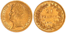 Ausländische Goldmünzen und -medaillen

Frankreich

Louis Philippe I., 1830-1848

20 Francs 1831 A, Paris. 6,45 g. 900/1000. sehr schön. Krause/...