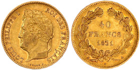 Ausländische Goldmünzen und -medaillen

Frankreich

Louis Philippe I., 1830-1848

40 Francs 1831 A, Paris. 12,83 g. 900/1000 sehr schön/vorzügli...