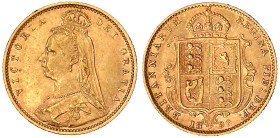 Ausländische Goldmünzen und -medaillen

Grossbritannien

Victoria, 1837-1901

1/2 Sovereign 1892, Wappen. 3,99 g. 917/1000. vorzüglich. Spink. 3...