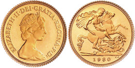 Ausländische Goldmünzen und -medaillen

Grossbritannien

Elisabeth II., 1952-2022

1/2 Sovereign 1980. Drachentöter. 3,99 g. 917/1000. In Kapsel...