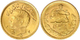 Ausländische Goldmünzen und -medaillen

Iran

Mohammed Reza Pahlavi, 1941-1979

1/2 Pahlavi SH 1353 = 1974. 4,07 g. 900/1000. fast Stempelglanz....