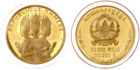Ausländische Goldmünzen und -medaillen

Kambodscha

50000 Riels 1974. Kambodschanische Tänzerinnen. 6,71 g. 900/1000 Gold. Auflage nur 800 Ex. Ori...