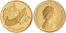 Ausländische Goldmünzen und -medaillen

Kanada

Britisch, seit 1763

100 Dollars 1981, "O Canada" als Nationalhymne des Staatenbundes. 16,97 g. ...