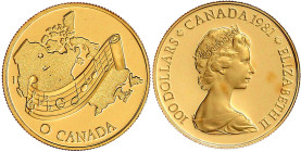 Ausländische Goldmünzen und -medaillen

Kanada

Britisch, seit 1763

100 Dollars 1981, "O Canada" als Nationalhymne des Staatenbundes. 16,97 g. ...