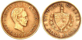 Ausländische Goldmünzen und -medaillen

Kuba

5 Pesos 1916. Kopf n.r./Wappen. 8,36 g. 900/1000. vorzüglich, schöne Tönung. Krause/Mishler 19. Frie...
