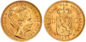 Ausländische Goldmünzen und -medaillen

Niederlande

Wilhelmina, 1890-1948

10 Gulden 1898. Signatur P. PANDER. 6,73 g. 900/1000. vorzüglich/Ste...