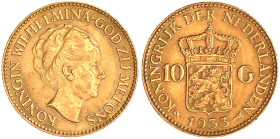 Ausländische Goldmünzen und -medaillen

Niederlande

Wilhelmina, 1890-1948

10 Gulden 1933. 6,73 g. 900/1000. vorzüglich. Krause/Mishler 162. Fr...