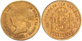 Ausländische Goldmünzen und -medaillen

Philippinen

2 Pesos 1861. 3,38 g. 875/1000. fast sehr schön. Krause/Mishler 143.