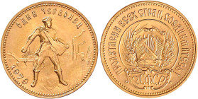 Ausländische Goldmünzen und -medaillen

Russland

Sowjetunion (UdSSR), 1922-1991

Tscherwonez (10 Rubel) 1979. 8,60 g. 900/1000. vorzüglich/Stem...