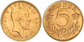 Ausländische Goldmünzen und -medaillen

Schweden

Gustav V., 1907-1950

5 Kronor 1920 W. 2,24 g. 900/1000. gutes vorzüglich. Friedberg 97.