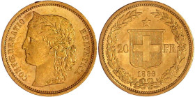 Ausländische Goldmünzen und -medaillen

Schweiz

Eidgenossenschaft, seit 1850

20 Franken 1883. Helvetia. 6,45 g. 900/1000. vorzüglich/Stempelgl...