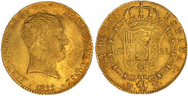Ausländische Goldmünzen und -medaillen

Spanien

Ferdinand VII., 1808 und 1813-1833

160 Reales 1822 SR, Madrid. 13,40 g. 875/1000 sehr schön/vo...