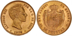 Ausländische Goldmünzen und -medaillen

Spanien

Alfonso XII., 1874-1885

25 Pesetas 1876 D-EM. Bei diesem Stück befindet sich kein Datum in den...