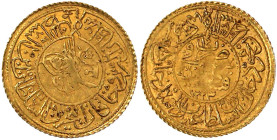 Ausländische Goldmünzen und -medaillen

Türkei/Osmanisches Reich

Mahmud II., 1808-1839 (AH 1223-1255)

Rumi Altin AH 1223, Jahr 14 = 1822, Qust...