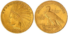 Ausländische Goldmünzen und -medaillen

Vereinigte Staaten von Amerika

Unabhängigkeit, seit 1776

10 Dollars 1908, Philadelphia. Indianer. 16,7...