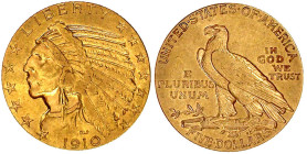 Ausländische Goldmünzen und -medaillen

Vereinigte Staaten von Amerika

Unabhängigkeit, seit 1776

5 Dollars 1910 S, San Francisco. Indianer. 8,...
