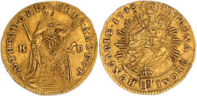Gold der Habsburger Erblande und Österreichs

Haus Habsburg

Maria Theresia, 1740-1780

Dukat 1748 KB, Kremnitz. 3,46 g. gutes sehr schön, kl. H...