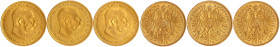 Gold der Habsburger Erblande und Österreichs

Haus Habsburg

Franz Joseph I., 1848-1916

3 X 10 Kronen 1912. Offizielle Neuprägungen. Je 3,39 g....