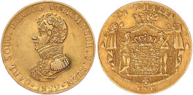 Altdeutsche Goldmünzen und -medaillen

Braunschweig-Wolfenbüttel

Karl, 1815-1830

2 1/2 Taler 1829 CvC. 3,29 g. sehr schön. AKS 53. Jaeger 318....