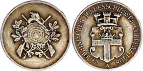 Thematische Goldmedaillen

Schützen

Coblenz (Koblenz)

Goldmedaille (300/1000) 1908. 24. rheinisches Bundesschiessen. 18 mm; 2,60 g. sehr schön...