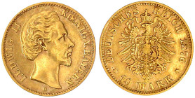 Reichsgoldmünzen

Bayern

Ludwig II., 1864-1886

10 Mark 1876 D. sehr schön. Jaeger 196.