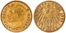 Reichsgoldmünzen

Bayern

Otto, 1886-1913

10 Mark 1903 D. vorzüglich. Jaeger 201.
