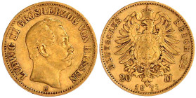 Reichsgoldmünzen

Hessen

Ludwig III., 1848-1877

20 Mark 1873 H. gutes sehr schön. Jaeger 214.