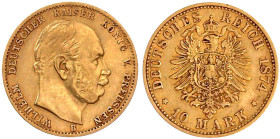 Reichsgoldmünzen

Preußen

Wilhelm I., 1861-1888

10 Mark 1874 B. sehr schön/vorzüglich. Jaeger 245.