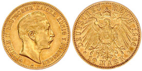 Reichsgoldmünzen

Preußen

Wilhelm II., 1888-1918

10 Mark 1906 A. gutes sehr schön. Jaeger 251.